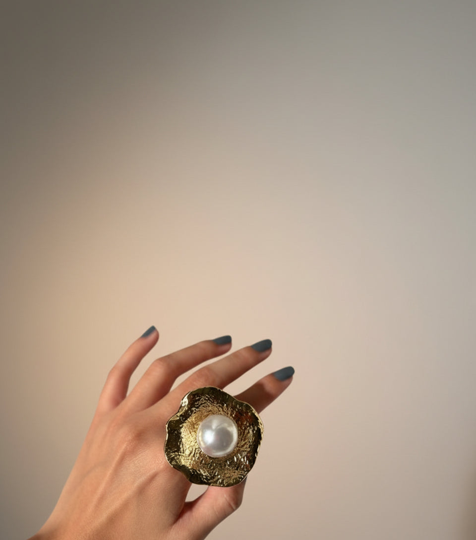 Bague Golden shell pearl