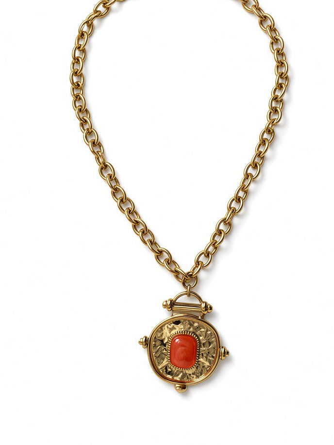 Collier pendentif vintage doré